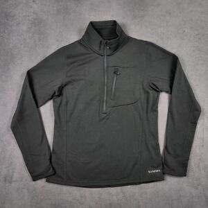 Simms Waderwick Thermal 1/4 Zip Pullover Womens Small Black Micro Grid Fleece